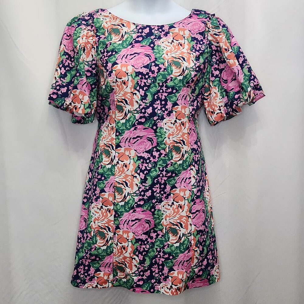 NEW Melloday Floral Puff Sleeve Dress Women XL Casual Spring Pockets Easter S07D